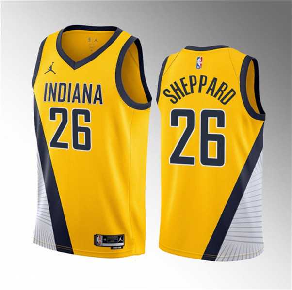 Men%27s Indiana Pacers #26 Ben Sheppard Yellow 2023 Draft Statement Edition Stitched Basketball Jersey Dzhi->indiana pacers->NBA Jersey